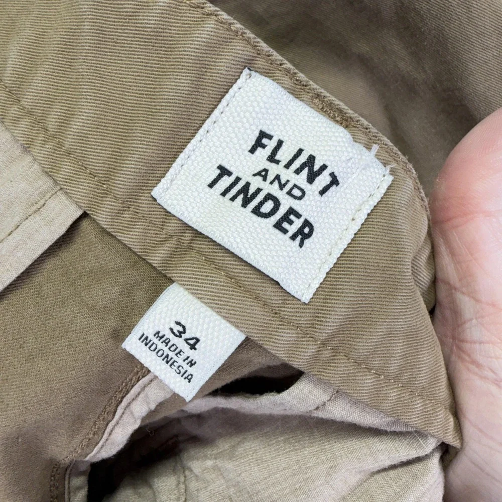 Flint And Tinder Shorts Mens 34 Brown Chino Stretch 7in Casual Summer Classic